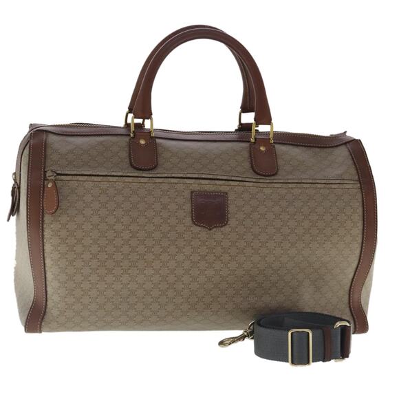 CELINE Macadam Canvas Boston Bag Beige Brown Gold - Picture 1 of 16
